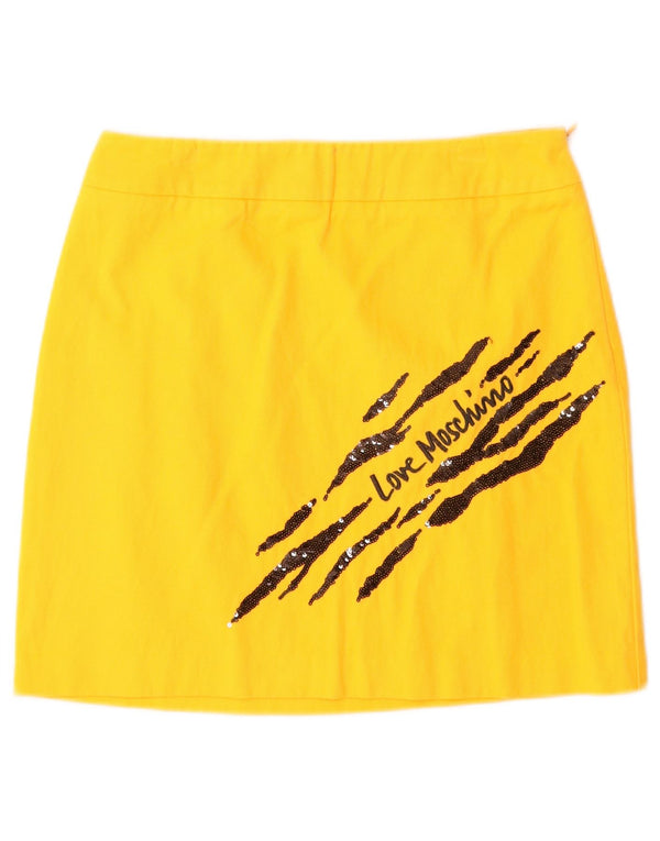 Женская мини-юбка с рисунком Moschino UK 8, маленькая W26, желтый хлопок