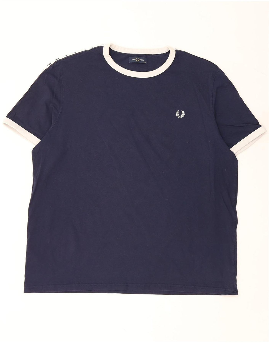 Мужская футболка с рисунком FRED PERRY, размер 3XL, темно-синий, хлопок с цветными блоками
