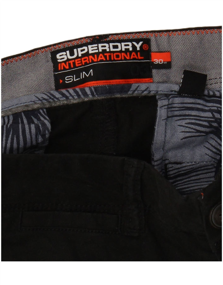 Мужские узкие шорты чинос Superdry W30, средние черные хлопковые