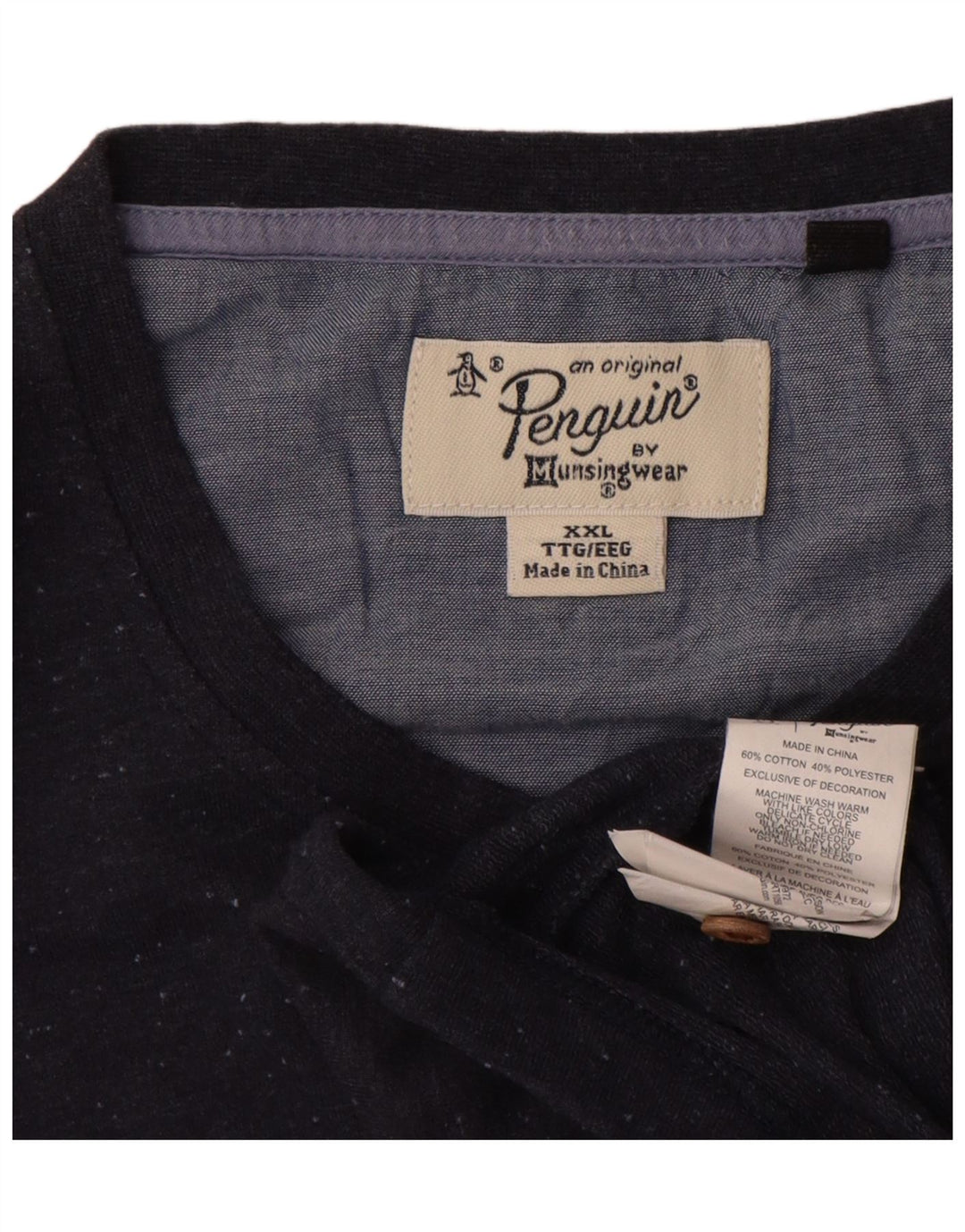 Мужская футболка Penguin, топ 2XL, темно-синий, хлопок