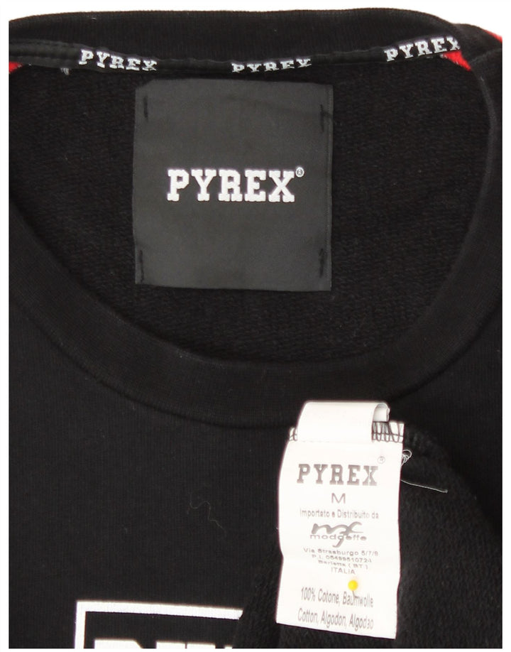 Мужской свитшот с рисунком Pyrex, джемпер, средний черный, хлопок с цветными блоками