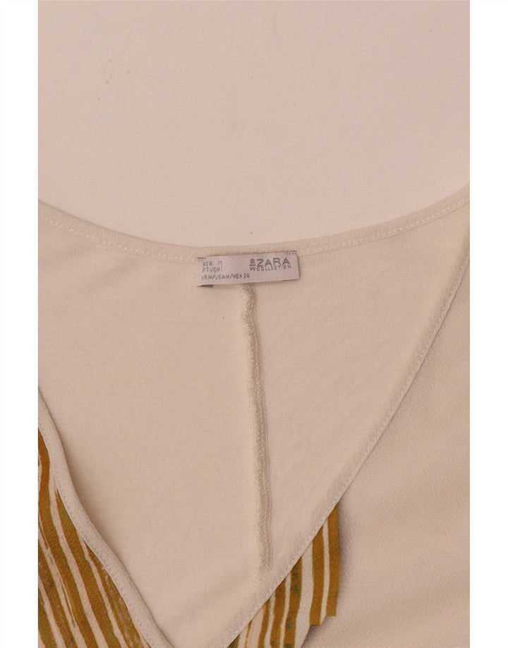 Женская блузка без рукавов Zara UK 14, средний белый, цветной блок