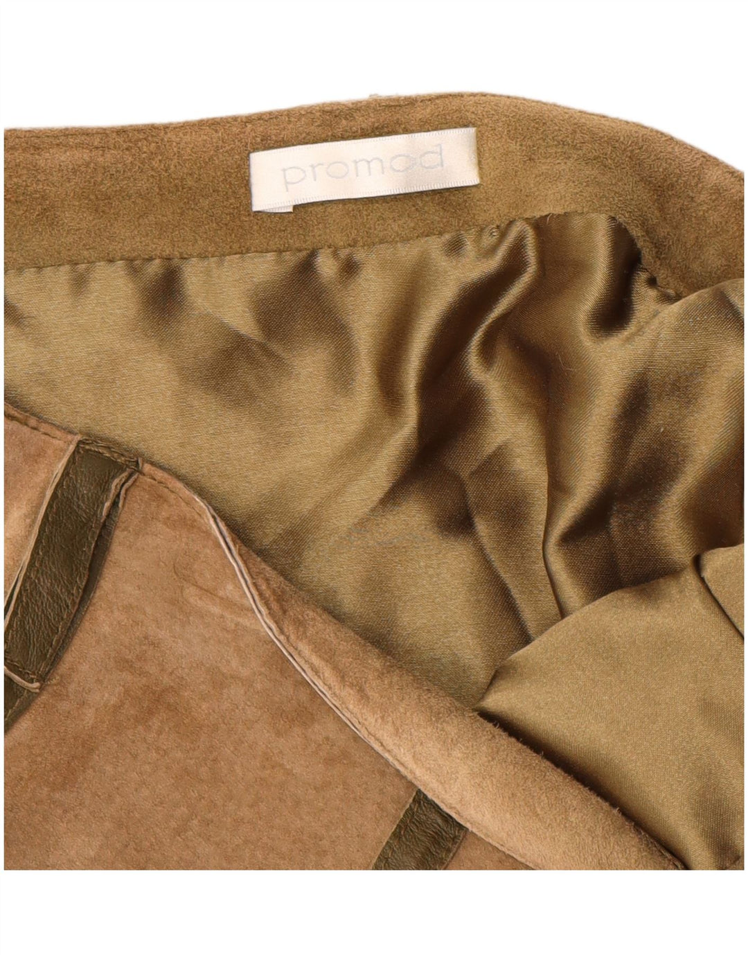 Женская замшевая юбка-трапеция Promod UK 8, маленькая W28, бежевая кожа