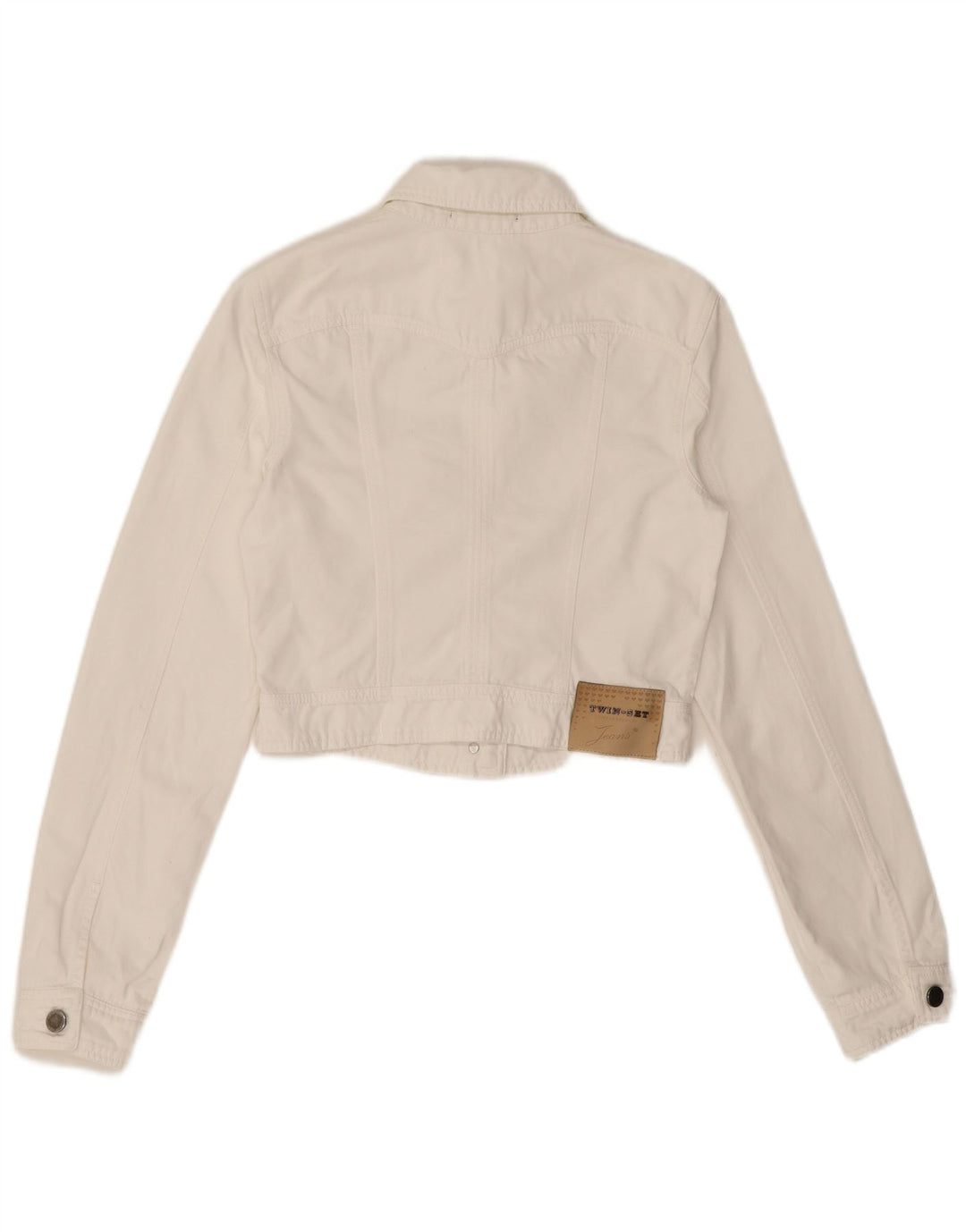 Женская укороченная джинсовая куртка Twin-Set UK 12, средний белый цвет