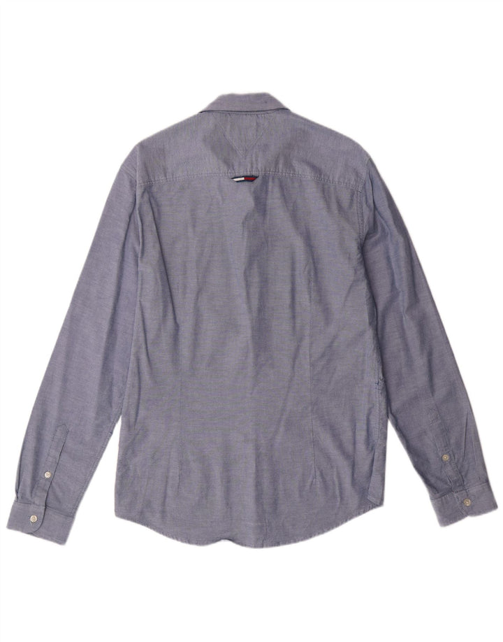 TOMMY HILFIGER Мужская рубашка приталенного кроя из хлопка среднего синего цвета