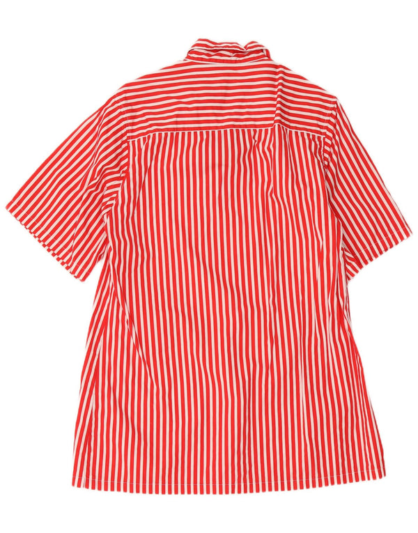 Vintage Womens Shift Dress UK 14 Medium Red Pinstripe Cotton