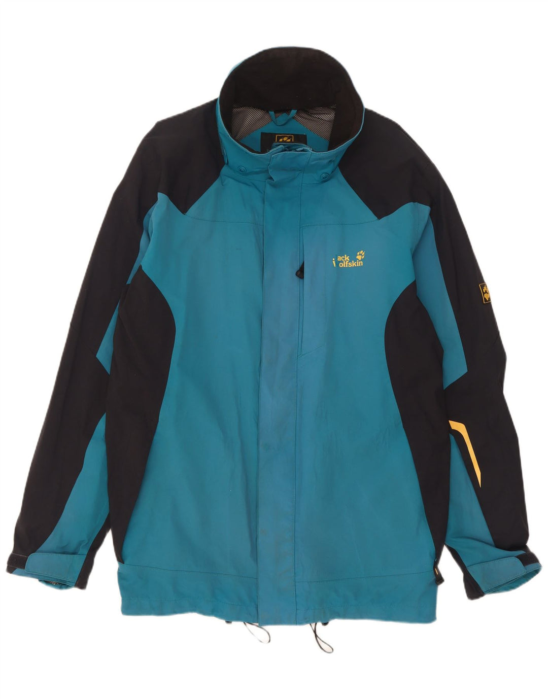 Мужская дождевик Jack Wolfskin UK 44/46 XL, синий полиамид с цветными блоками