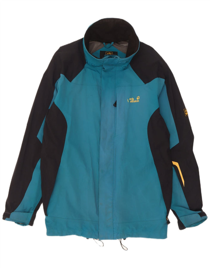 Мужская дождевик Jack Wolfskin UK 44/46 XL, синий полиамид с цветными блоками