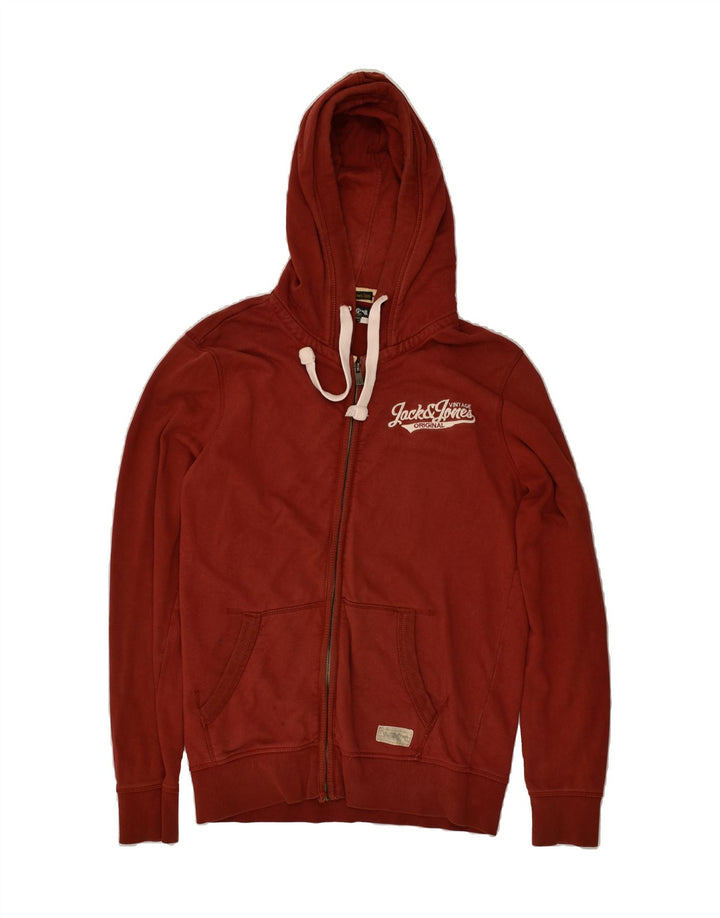 JACK & JONES Mens Zip Hoodie Sweater Medium Maroon | Vintage Jack & Jones | Thrift | Second-Hand Jack & Jones | Used Clothing | Messina Hembry 