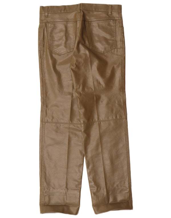 Винтажные женские брюки IT 46 Large W30 L28 Хаки из искусственной кожи в стиле ретро