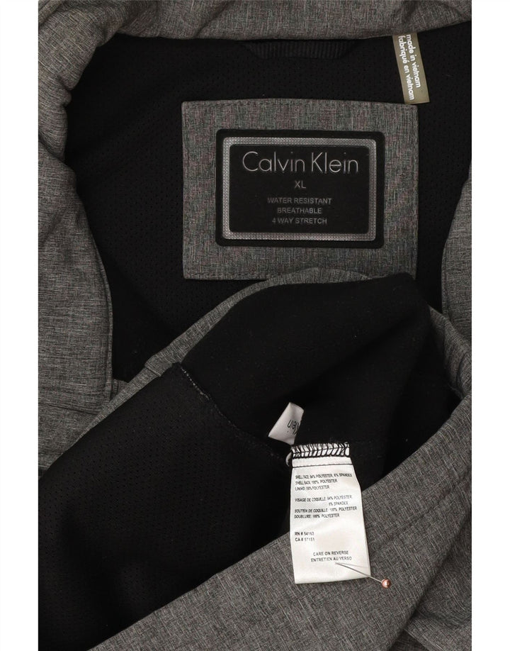 CALVIN KLEIN Mens Graphic Windbreaker Jacket UK 42 XL Grey Polyester
