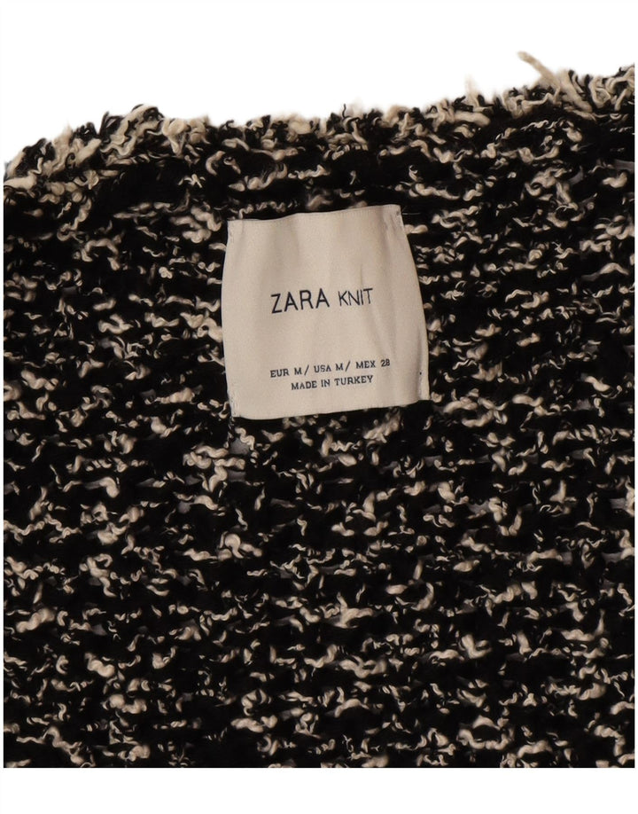 Женский удлиненный кардиган Zara UK 14, средний черный в крапинку