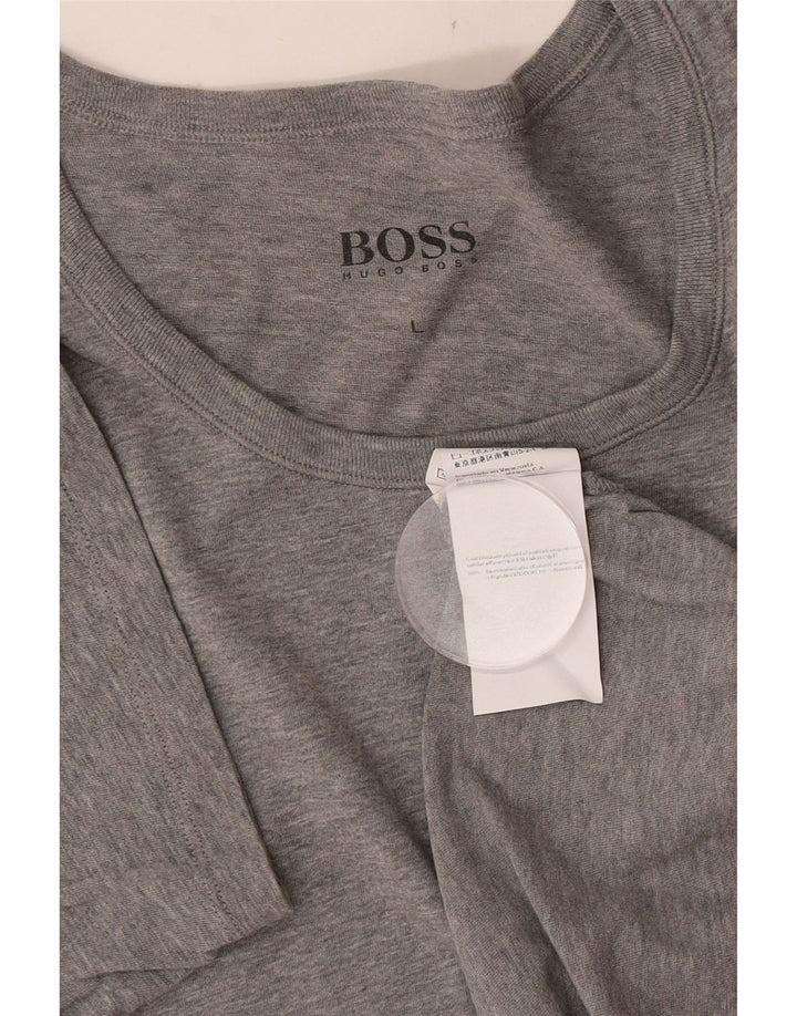 Мужская футболка Hugo Boss, большой серый хлопок с крапинками