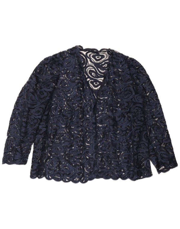 Vintage Womens Lace Cardigan Top UK 18 XL Navy Blue Paisley