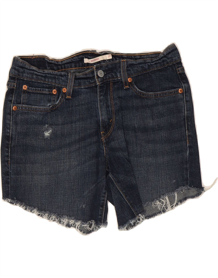 LEVI'S Womens Boyfriend Denim Shorts W27 Small  Navy Blue Vintage Levi's and Second-Hand Levi's from Messina Hembry 
