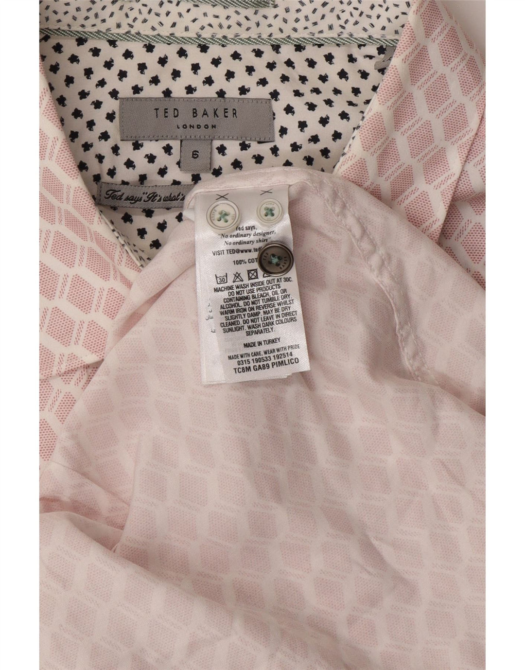 Мужская рубашка TED BAKER, размер 6, 2XL, розовый хлопок с геометрическим рисунком