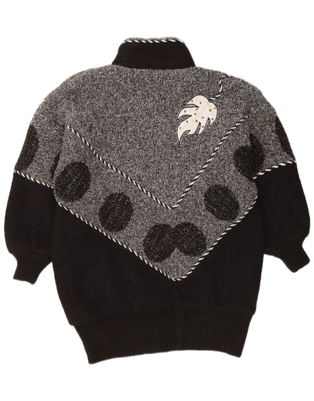 ВИНТАЖНЫЙ женский кардиган-свитер Великобритания 22 3XL, черный с цветными блоками