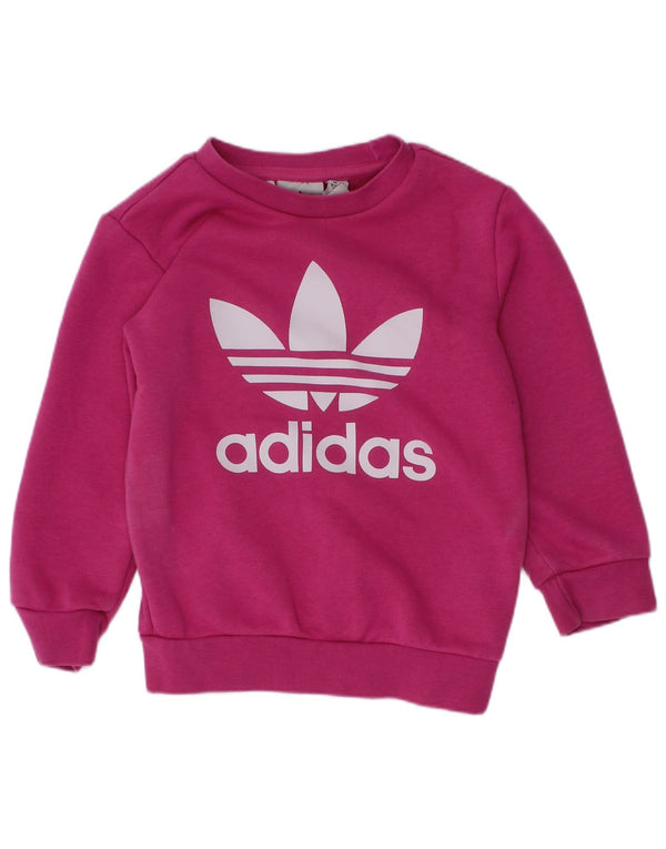 Полный спортивный костюм Adidas для маленьких девочек с рисунком 18-24 месяцев, розовый хлопок