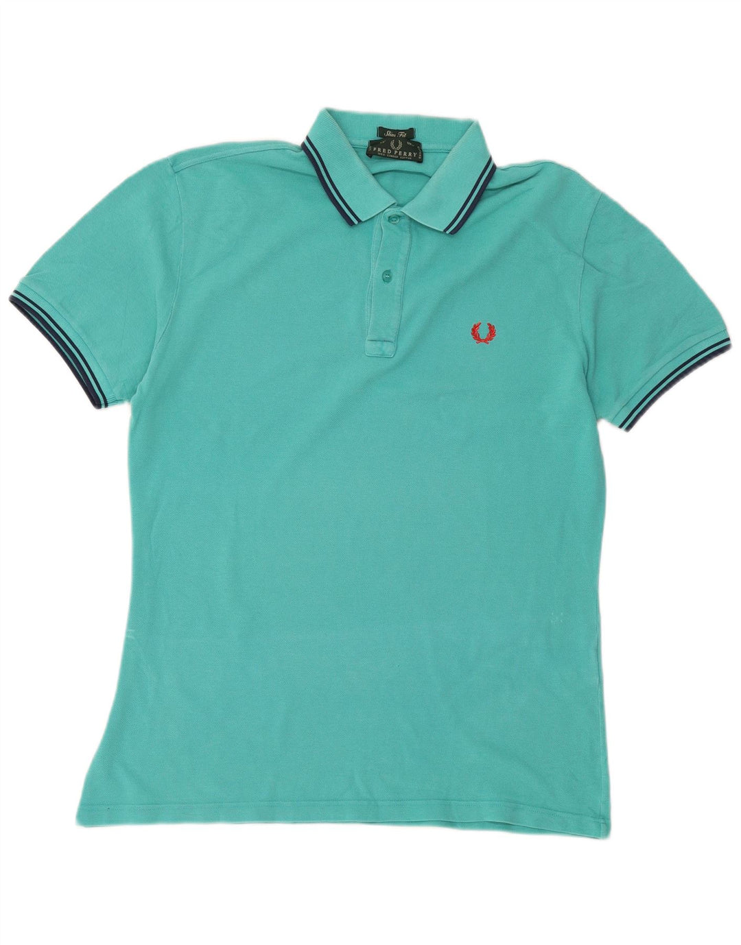 Мужская рубашка-поло приталенного кроя Fred Perry, большой бирюзовый хлопок