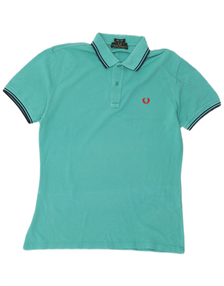 Мужская рубашка-поло приталенного кроя Fred Perry, большой бирюзовый хлопок