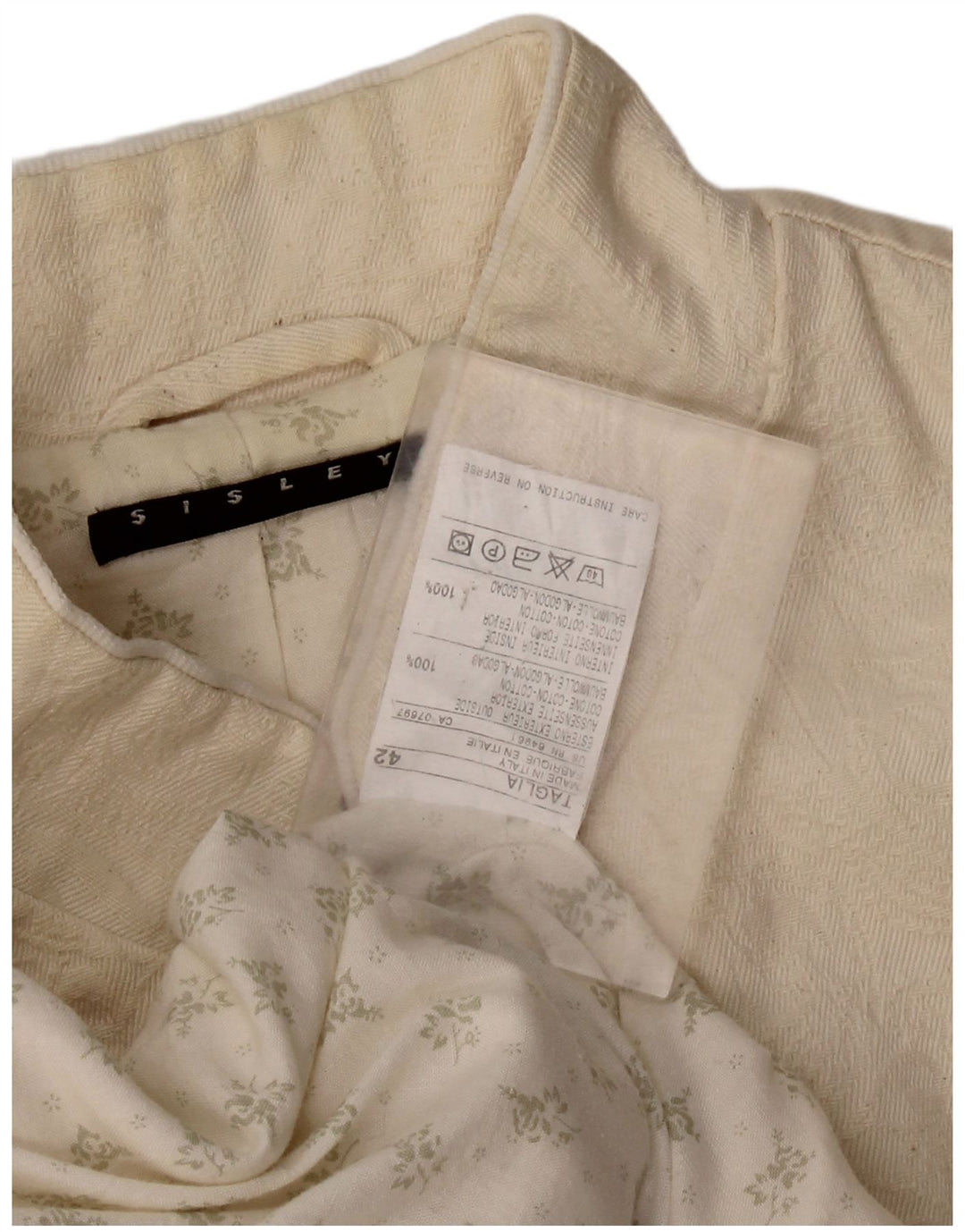 SISLEY Женское пальто IT 42 Medium Off White Хлопок