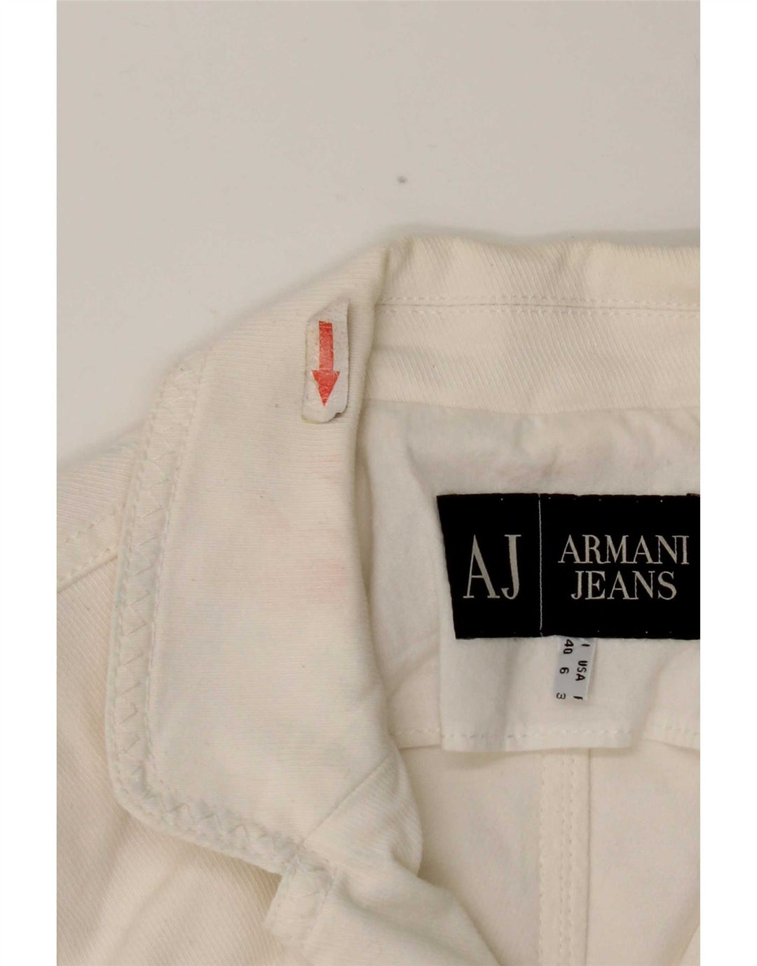 Женский пиджак на 3 пуговицах Armani Jeans UK 10, маленький белый хлопок