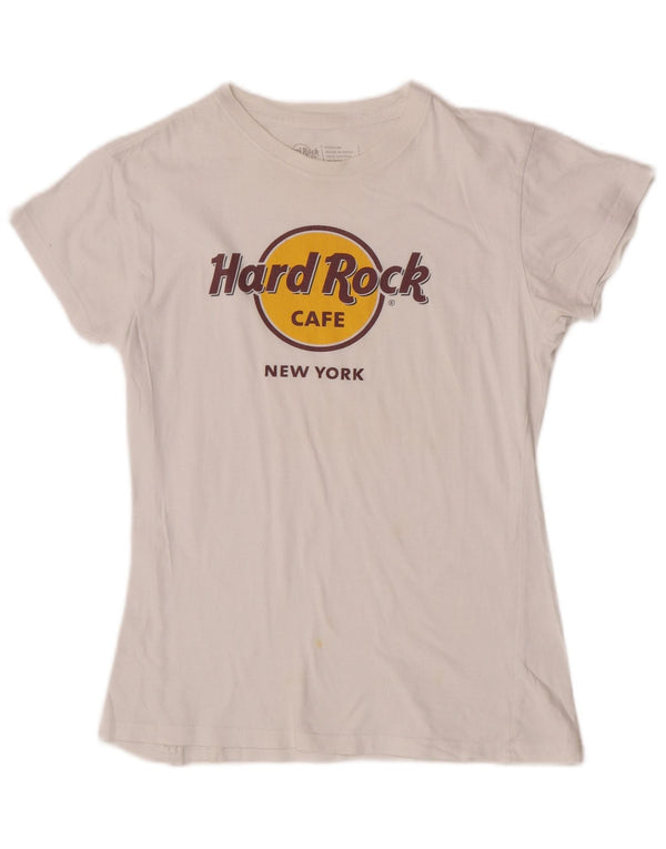 Женская футболка с рисунком Hard Rock Cafe New York Top UK 12, средний белый цвет
