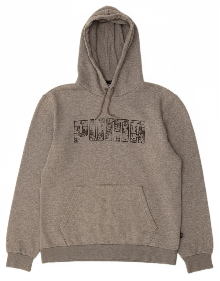 PUMA Mens Graphic Hoodie Jumper Medium Grey Cotton