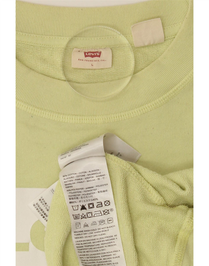 LEVI'S Womens Graphic Sweatshirt Jumper UK 16 Large Green Cotton Vintage Levi's and Second-Hand Levi's from Messina Hembry 