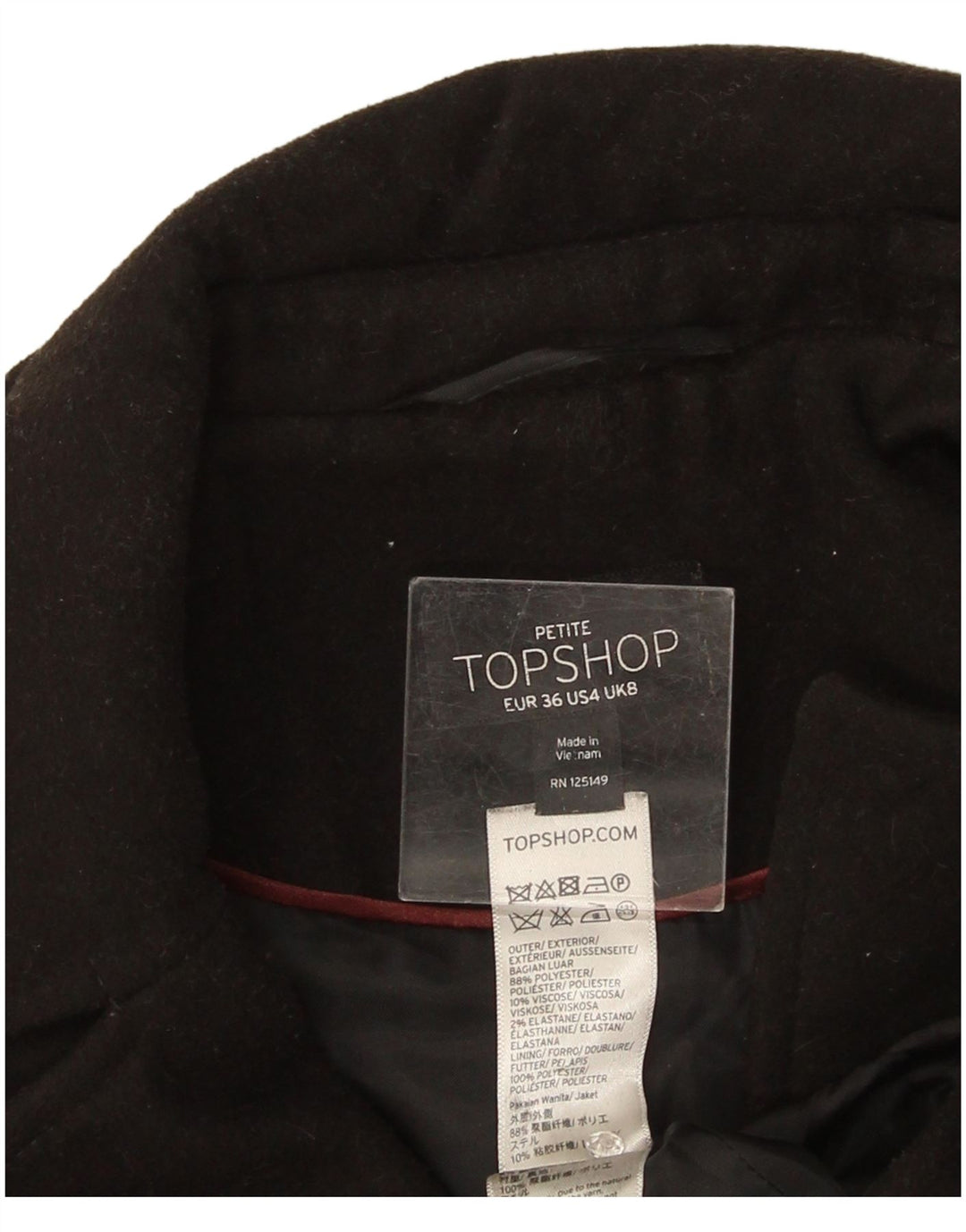 Женское пальто Topshop, размер 8, маленькое, черное, полиэстер