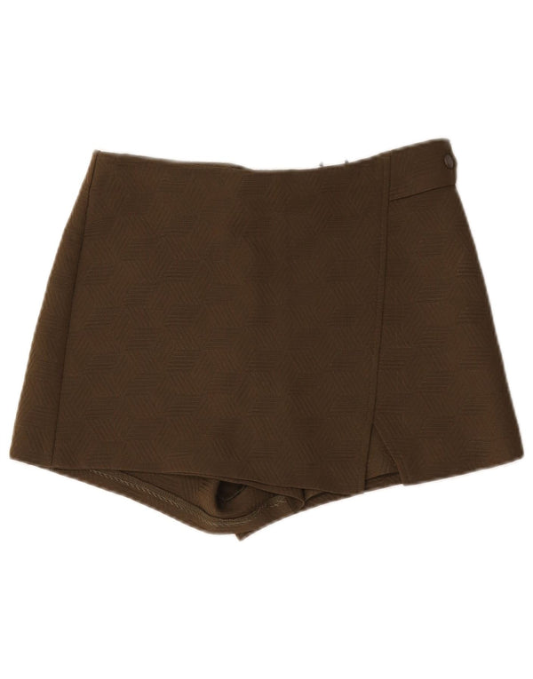 Женские шорты Topshop с высокой талией UK 10 Small W30 Хаки с геометрическим рисунком