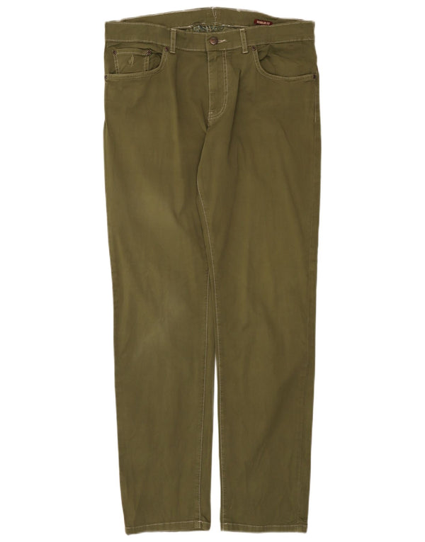 Marlboro Classics Womens Regular Fit Casual Trousers W34 L31 Green Cotton