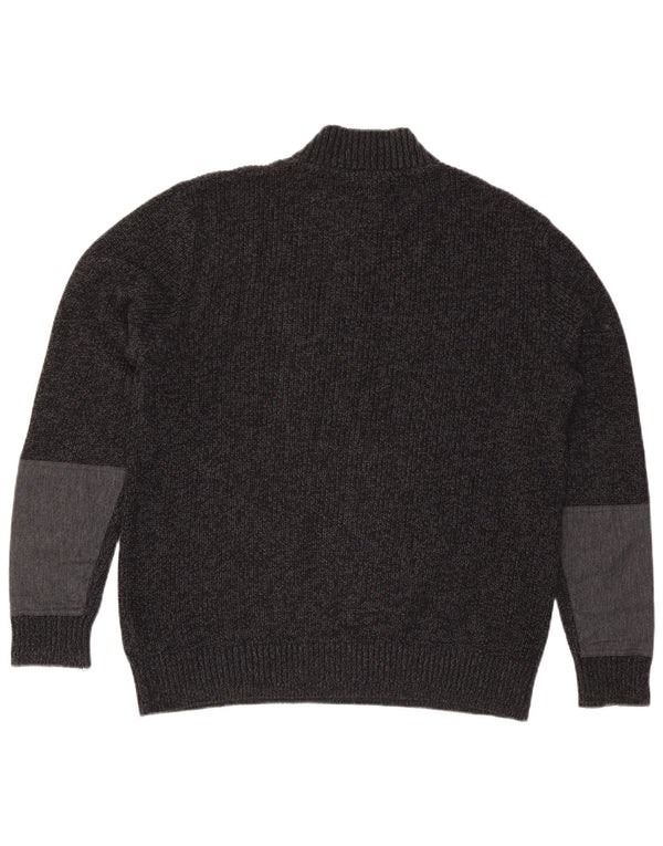 Мужской джемпер с воротником на молнии Jack & Jones XL, серый хлопок с крапинками