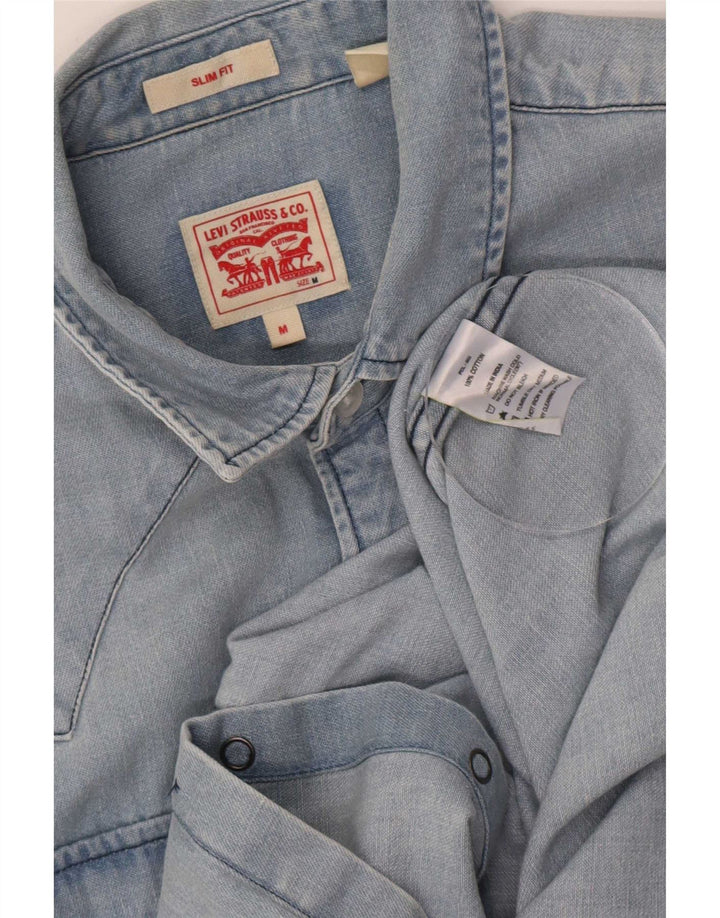 Мужская джинсовая рубашка приталенного кроя Levi's, хлопок среднего синего цвета