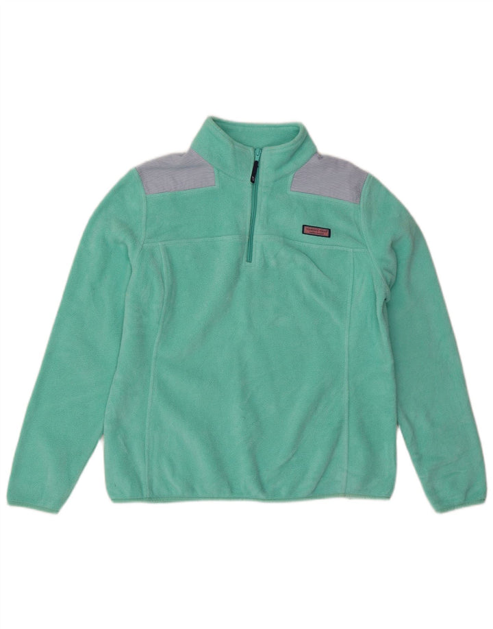VINEYARD VINES Womens Fleece Jumper UK 14 Medium Turquoise Colourblock