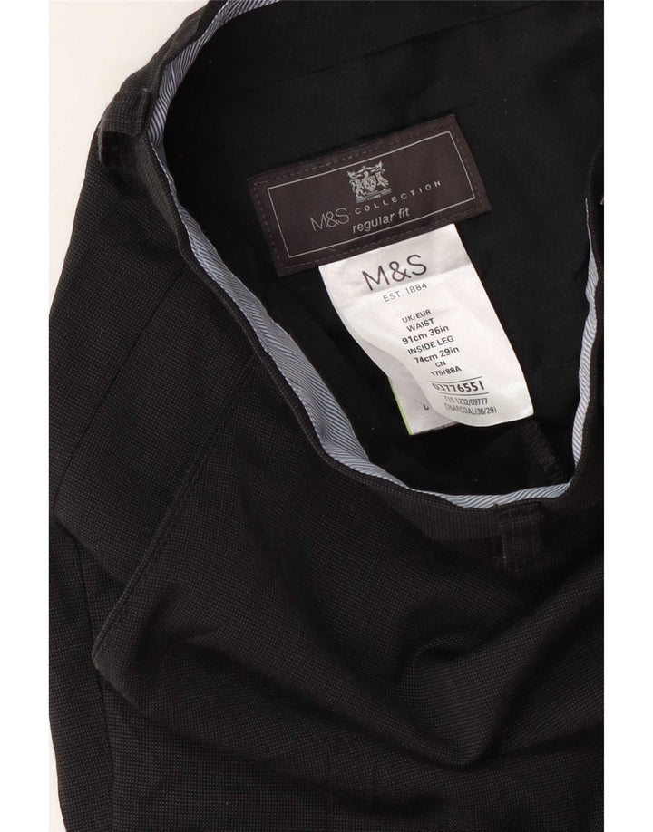 Мужские костюмные брюки стандартного кроя Marks & Spencer W36 L29 темно-синие шерстяные