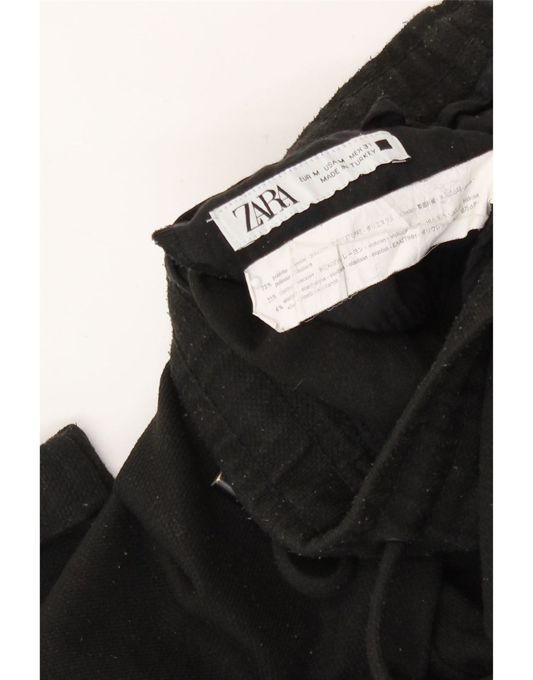 Мужские укороченные брюки Zara Medium W31 L26, черные, полиэстер