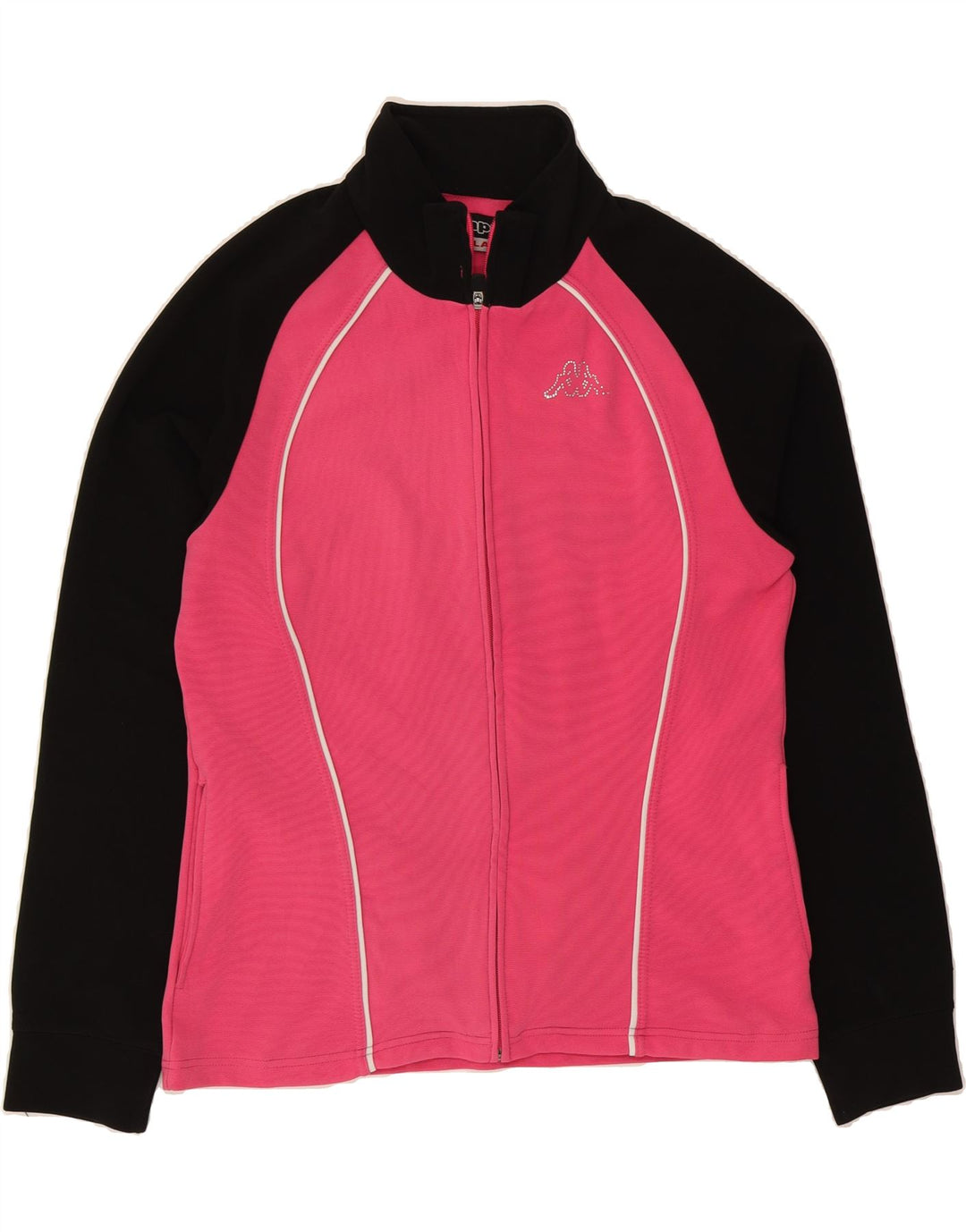 KAPPA Womens Tracksuit Top Jacket UK 20 2XL Pink Colourblock Polyester Vintage Kappa and Second-Hand Kappa from Messina Hembry 
