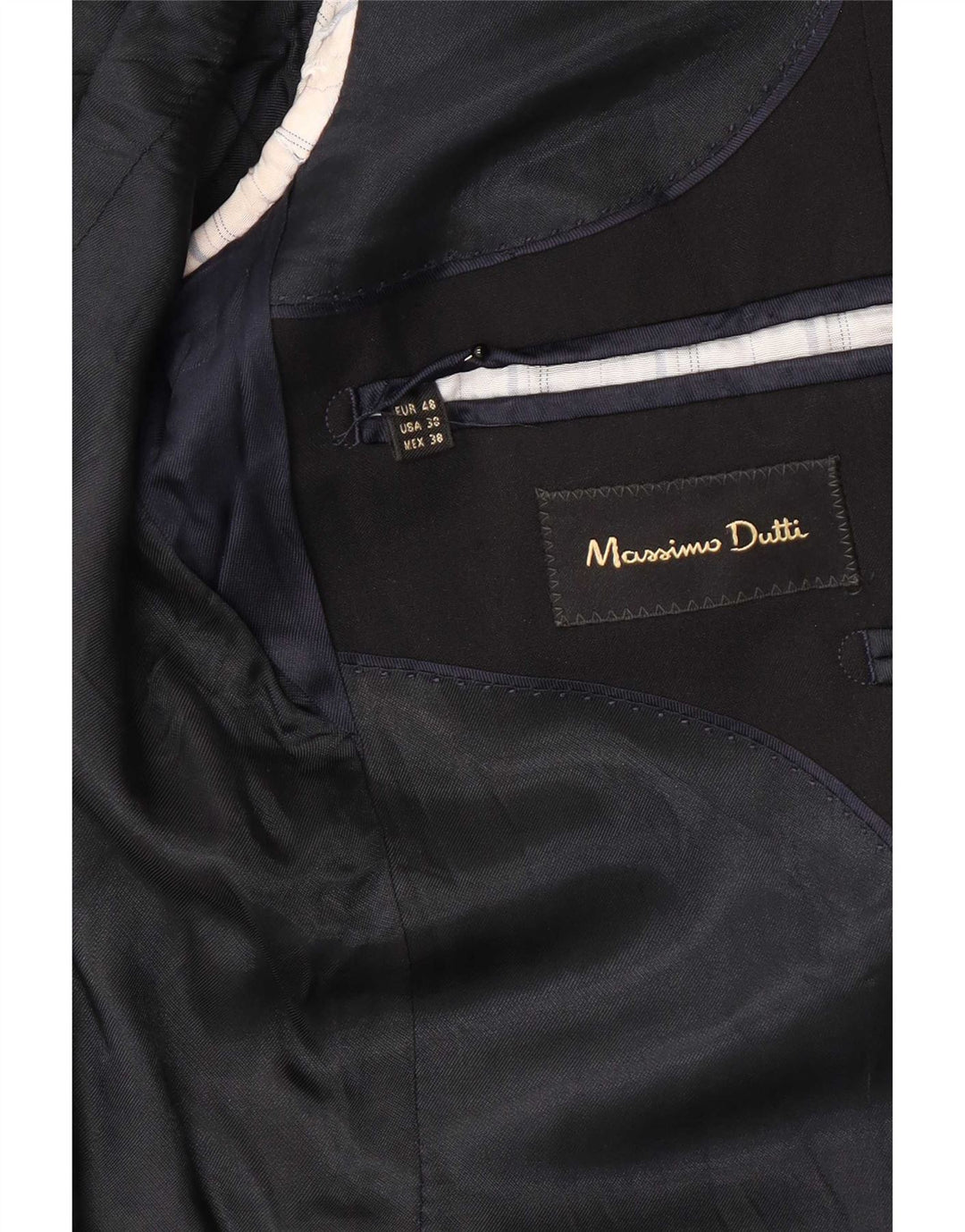 Мужской пиджак Massimo Dutti на 2 пуговицах EU 48, средний черный, шерсть
