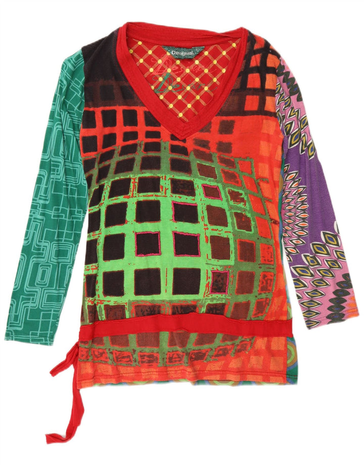 Женский топ Desigual с длинным рукавом и рисунком, Великобритания, 14 больших разноцветных геометрических узоров