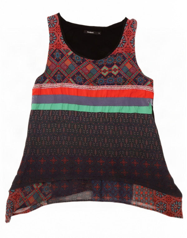 Женская туника без рукавов Desigual UK 18 XL разноцветная в стиле пэчворк