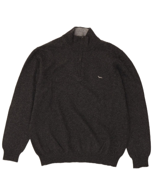 Harmont & Blaine Mens Zip Neck Jumper Sweater 3XL Grey Wool