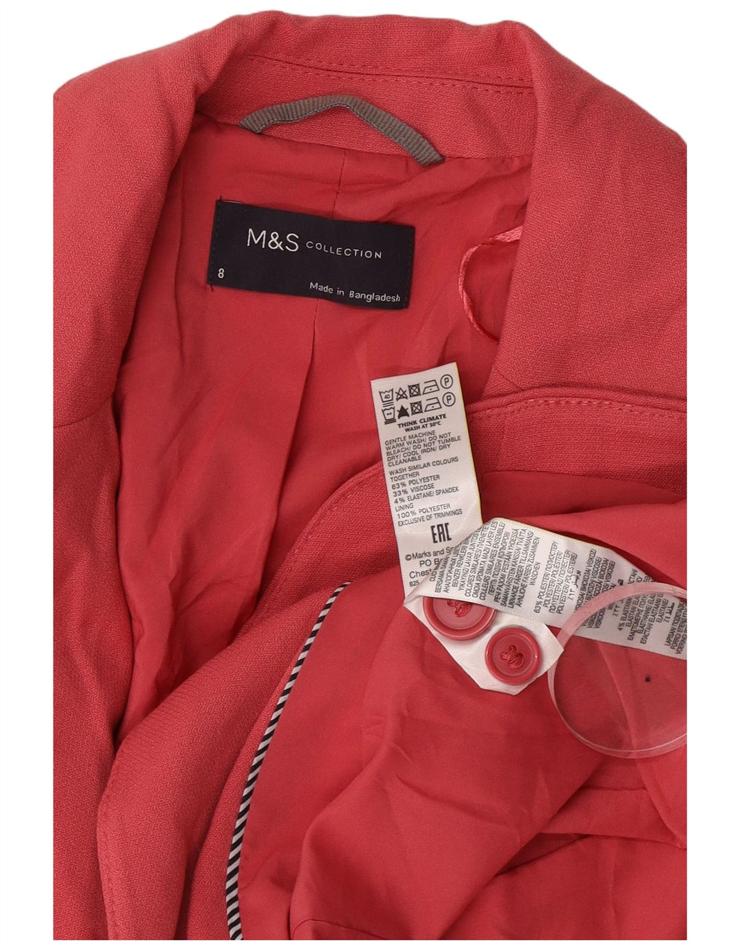 Женский пиджак на 1 пуговице Marks & Spencer, Великобритания, 8, маленький розовый полиэстер