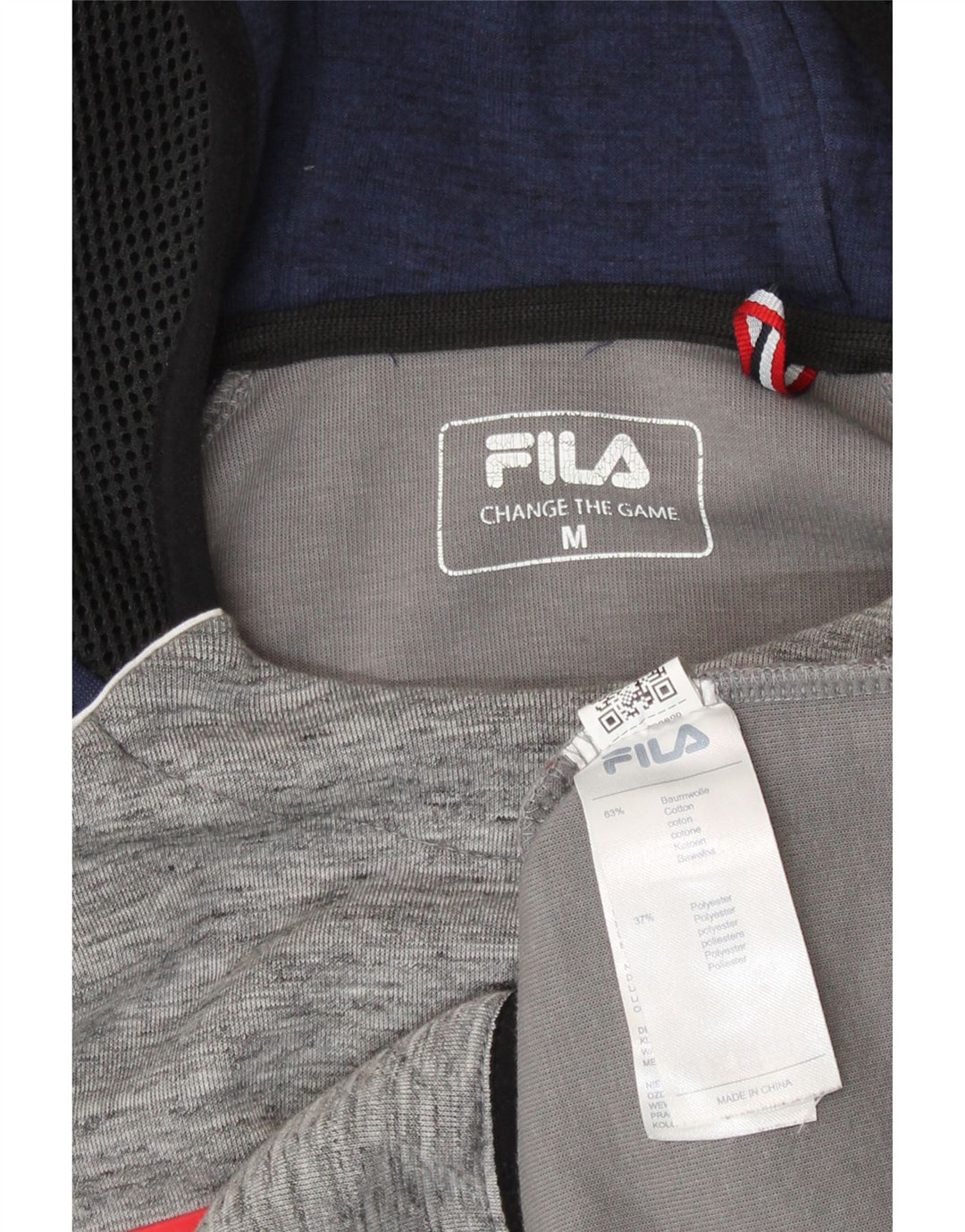 Fila Мужской джемпер с капюшоном с рисунком, средний серый, хлопок с цветными блоками