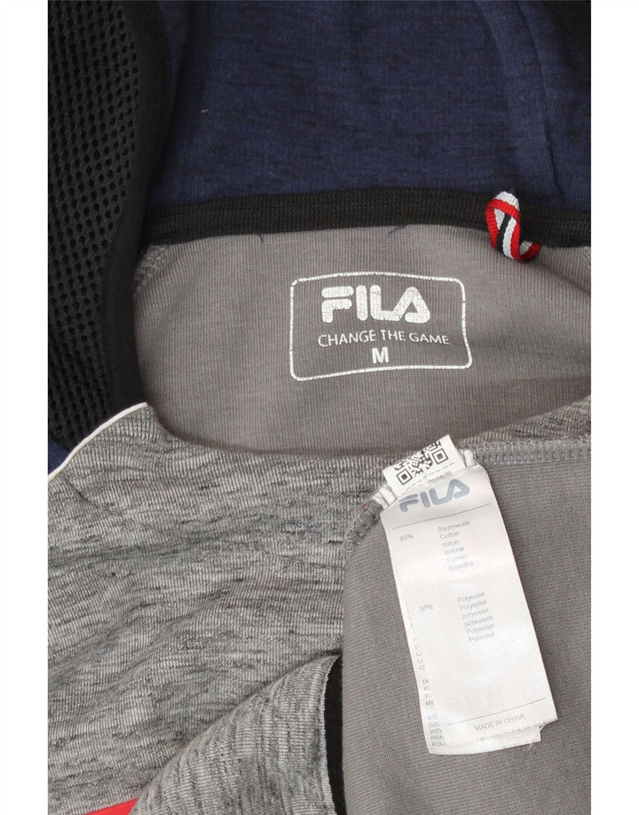 Fila Мужской джемпер с капюшоном с рисунком, средний серый, хлопок с цветными блоками