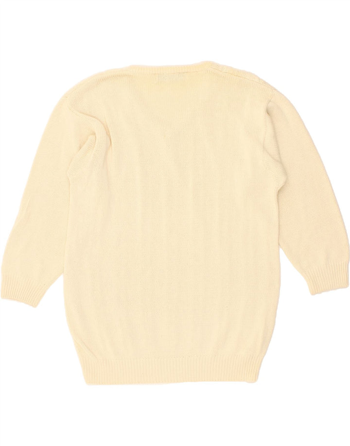 MARCEL CLAIR Womens V-Neck Jumper Sweater EU 44 XL Beige Cotton Vintage Marcel Clair and Second-Hand Marcel Clair from Messina Hembry 