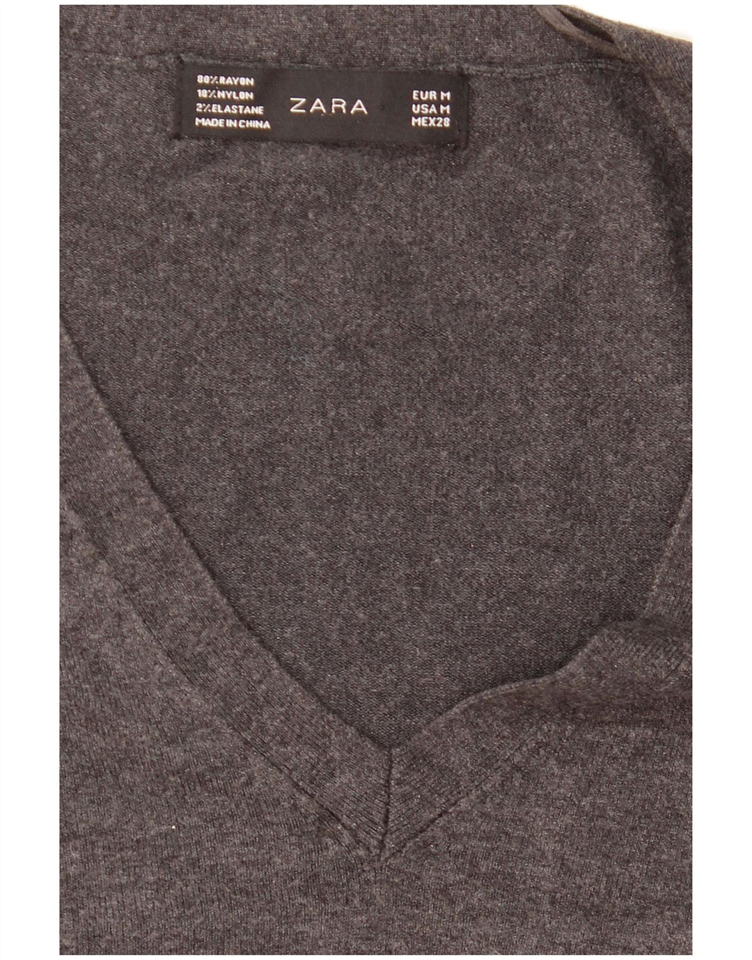 Женский джемпер с v-образным вырезом Zara UK 12, средний серый цвет