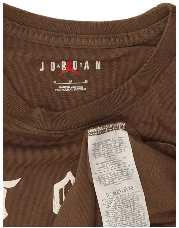 Мужской топ с рисунком Jordan, средний коричневый хлопок, с длинным рукавом