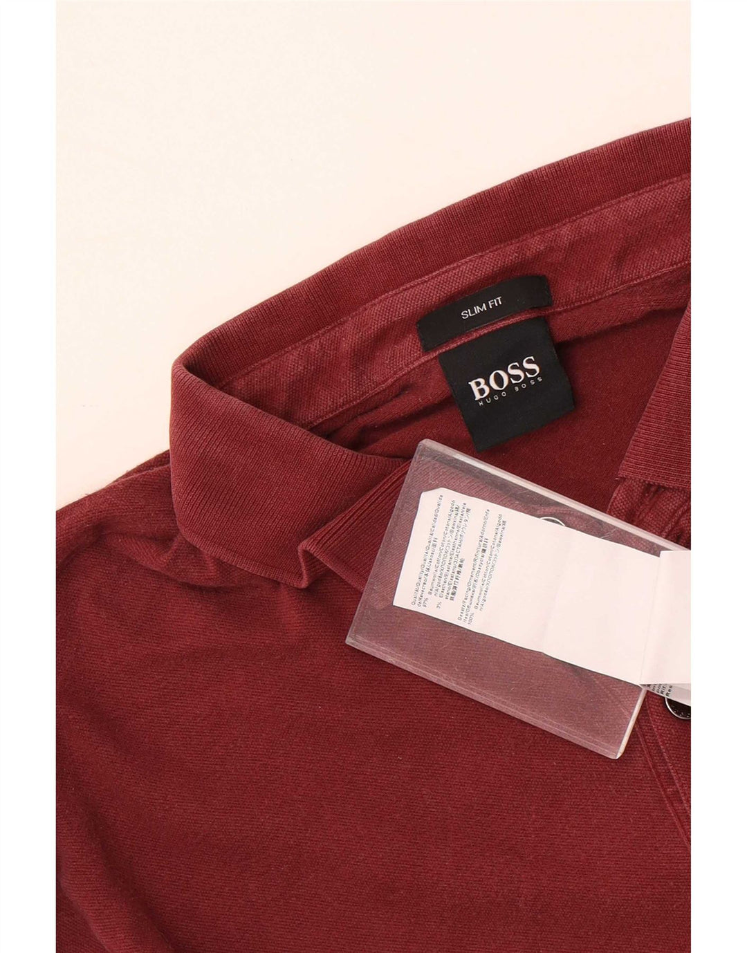Мужская рубашка-поло приталенного кроя Hugo Boss, средний бордовый хлопок, хлопок