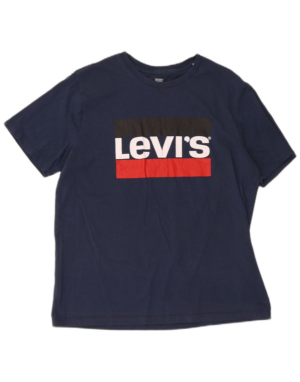 Женская футболка с рисунком Levi's Top UK 16, большой размер, темно-синий, хлопок
